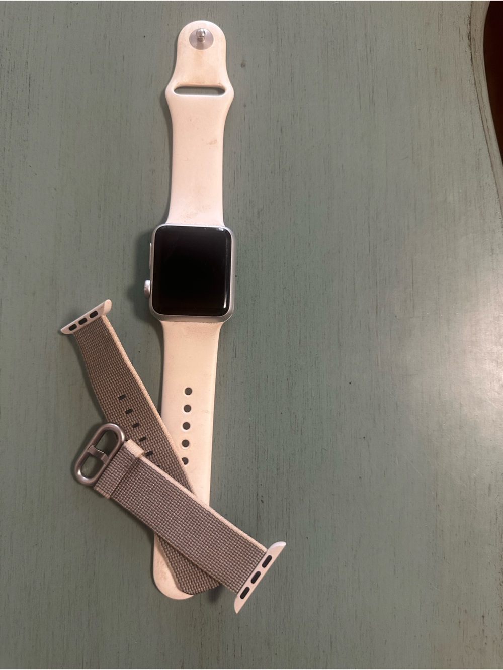 Apple Watch Series 1 in White with Gray Nylon Replacement Strap